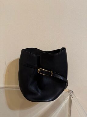 Little Liffner Belted Bucket Bag Black Leather Gold